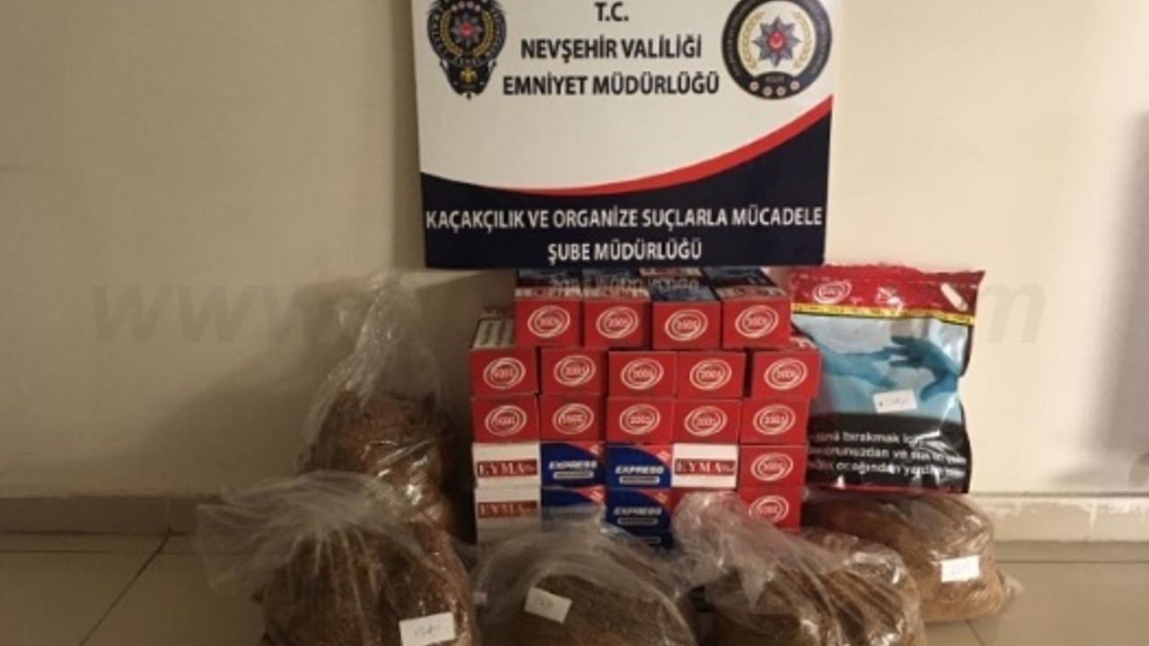 Nevşehir'de 10 bin 923 gram tütün ve makaron ele geçirildi