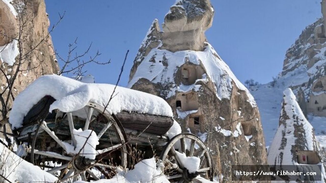 İşte Kapadokya'dan kartpostallık kar manzaraları