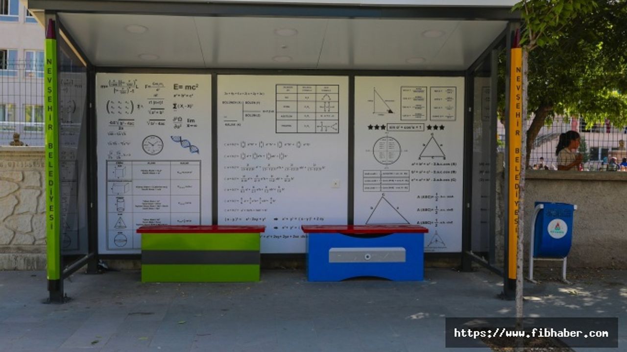 Nevşehir'de matematik temalı otobüs durakları dikkat çekiyor