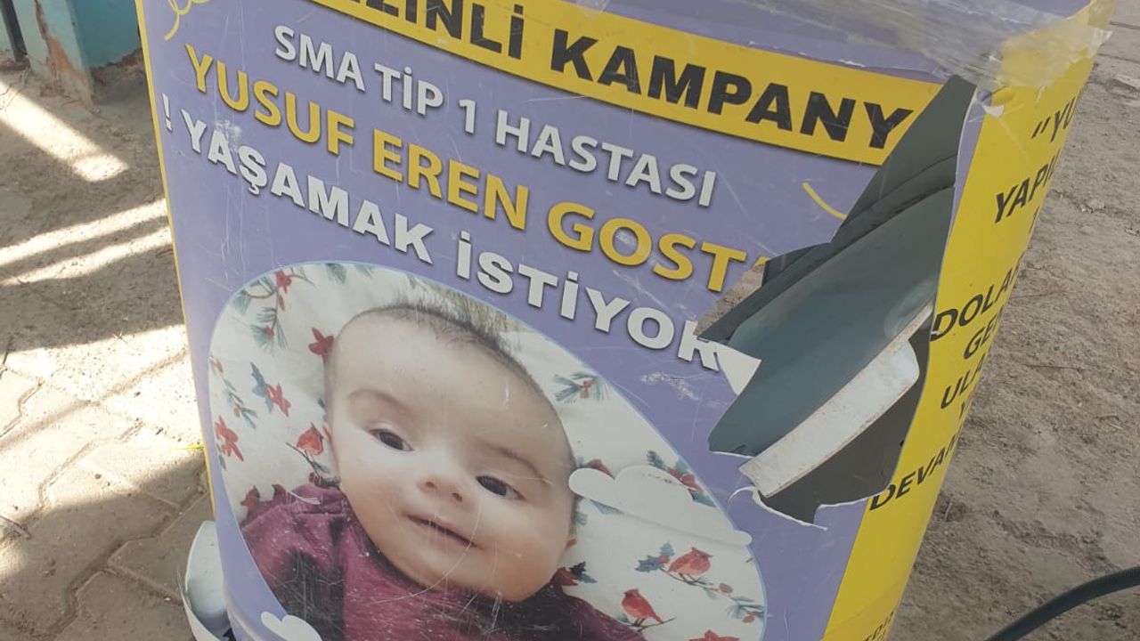 Nevşehirli SMA hastası Yusuf Eren bebeğin bağış standına zarar verdiler