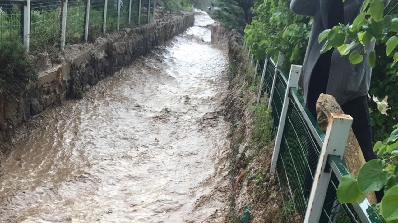 Nevşehir’in Alacaşar köyünde ekili tarlaları sel ve dolu vurdu