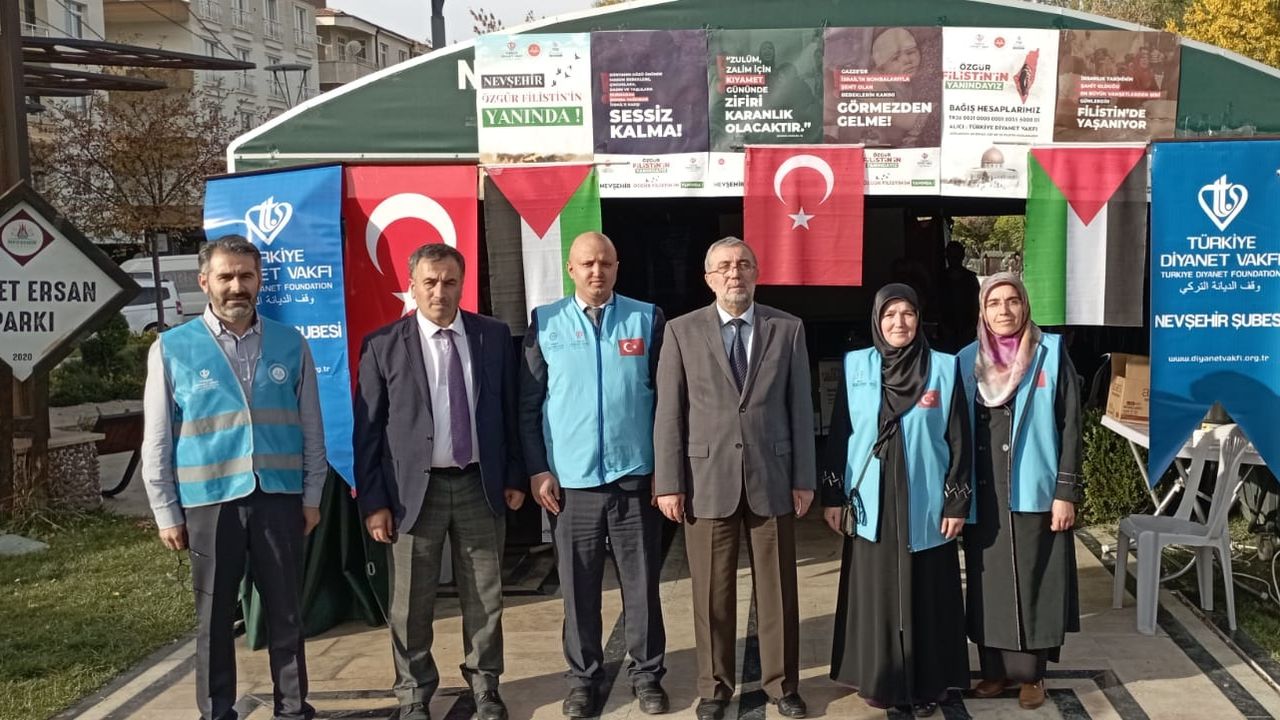 Nevşehir'de Filistin'e destek çadırı kuruldu