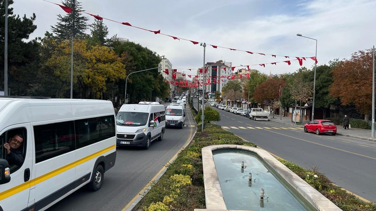 Nevşehir'de 200 araçlık İsrail'i protesto konvoyu