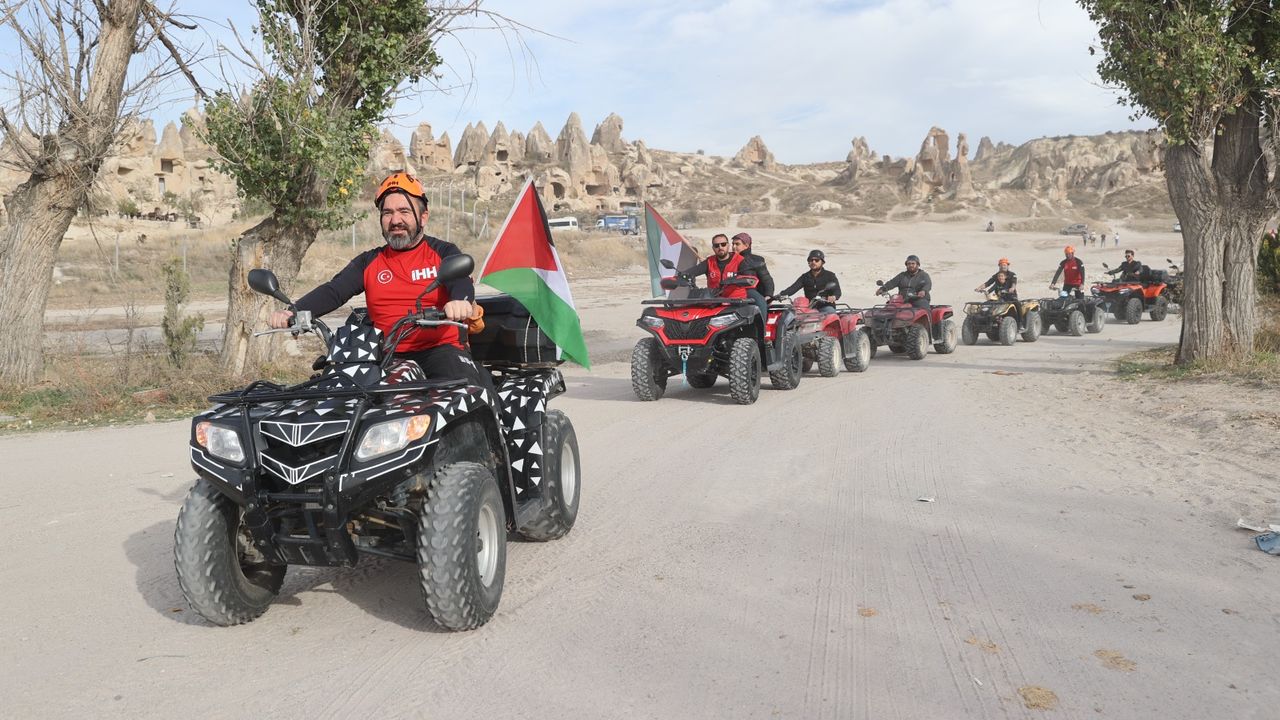Kapadokya'da ATV ile Filistin'e destek konvoyu