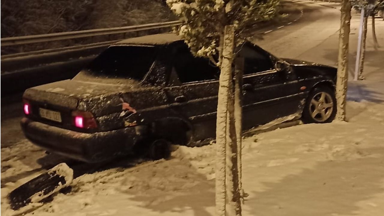 Nevşehir'de kar yağışı kazaya neden oldu