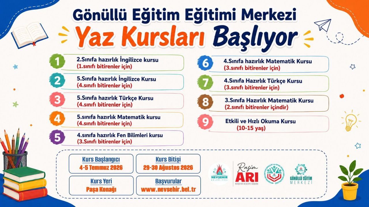 Nevşehir Belediyesi Gönüllü Eğitim Merkezi’nde Yaz Kursları 