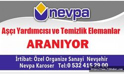 Nevşehir OSB'de aşçı yardımcısı ve temizlik elemanları aranıyor