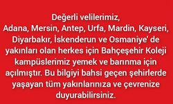 Bahçeşehir Koleji kampüsleri yemek ve barınma için açıldı