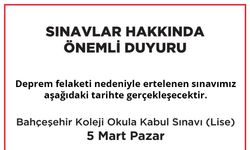 Bahçeşehir Koleji "Okula Kabul Sınavı" (Lise) 5 Mart Pazar Günü Yapılacak