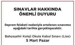 Bahçeşehir Koleji "Okula Kabul Sınavı" (Lise) 5 Mart Pazar Günü Yapılacak