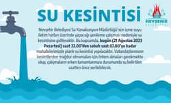 Nevşehir'de Bu Akşam Su Kesintisi Olacak