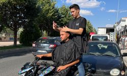 Nevşehir'de motosiklet üzerinde tıraş