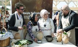 Emine Erdoğan Ürgüp'te üzüm yaprağı salamurası yaptı