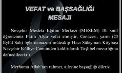 Nevşehir'i yasa boğan ölüm! Henüz 15 yaşındaydı