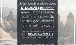 Nevşehir Valiliği’nden Buzlanma, Don ve Sis Uyarısı