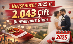 Nevşehir'de 2025'te yılında 2.043 Çift Dünyaevine Girdi