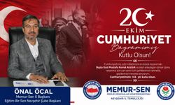 Memur-Sen Nevşehir İl Başkanı Öcal'dan Cumhuriyet Bayramı mesajı