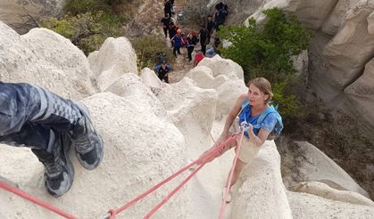 Kapadokya Çavuşin Vadisi’nde Mahsur Kalan Turist Kurtarıldı