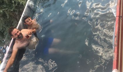 Nevşehirli çiftçi traktör kasasını havuz yaptı!