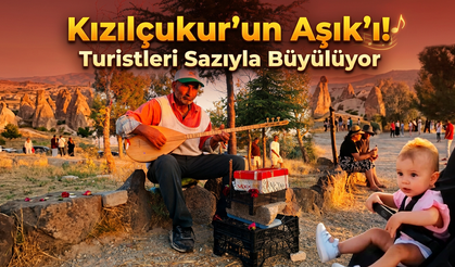 Kapadokya’da Gün Batımına Aşık Sazıyla Renk Katıyor