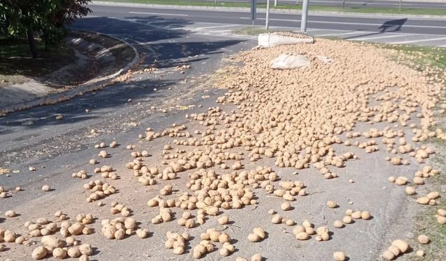 Nevşehir'de brandasız patates tırları tehlike saçıyor