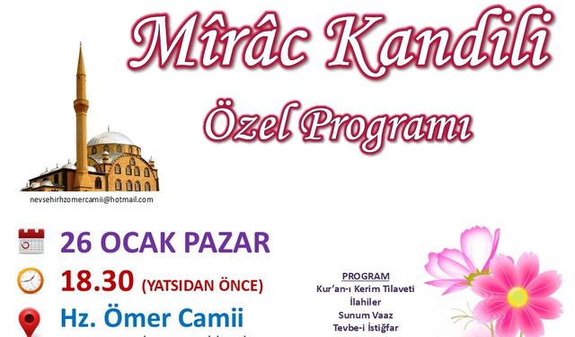 Nevşehir Hz. Ömer Cami'de Miraç Kandili Programı