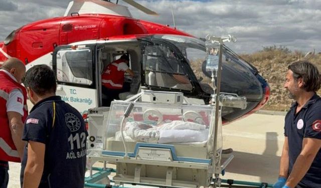 Nevşehir’de Yenidoğan Bebek Helikopter Ambulans ile Ankara’ya Sevk Edildi