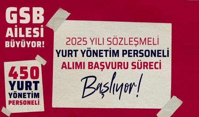Gençlik ve Spor Bakanlığı 450 Yurt Yönetim Personeli Alacak