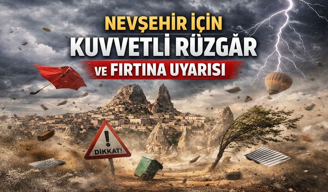 Nevşehir İçin Kuvvetli Rüzgâr ve Fırtına Uyarısı