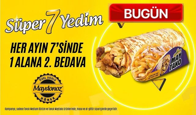 Maydonoz Döner’de Her Ayın 7’sinde 1 Alana 1 Bedava