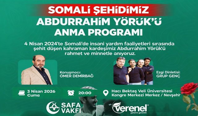 Nevşehir’de Şehit Abdurrahim Yörük İçin Anma Programı Düzenlenecek