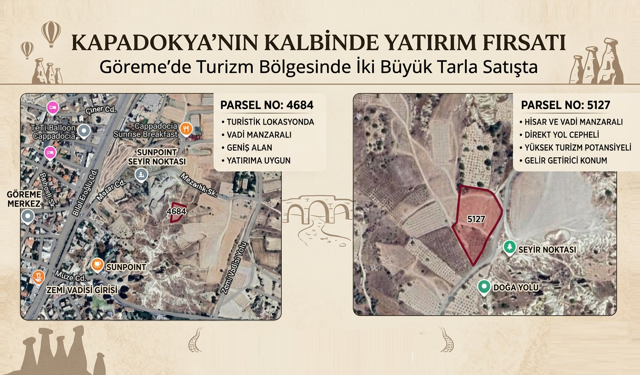 Göreme Turizm Bölgesinde İki Tarla Satışta