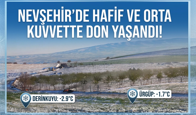 Nevşehir'de hafif ve orta kuvvette don yaşandı