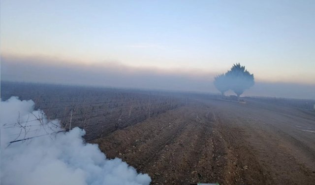 Nevşehir'de zirai dona karşı sisleme yöntemi