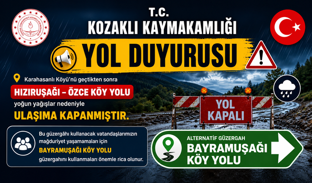 Hızıruşağı-Özce Köy Yolu Ulaşıma Kapatıldı