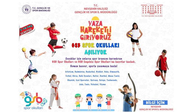Nevşehir'de GSB Spor Okulları İçin Kayıtlar Başladı