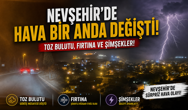 Nevşehir’de Toz Bulutu ve Fırtına Etkili Oldu