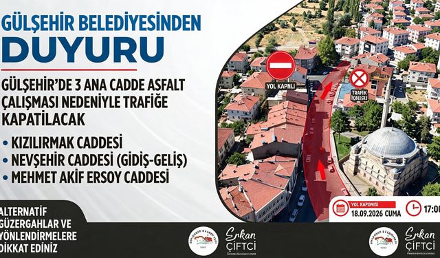 Gülşehir’de 3 Cadde Trafiğe Kapatılacak