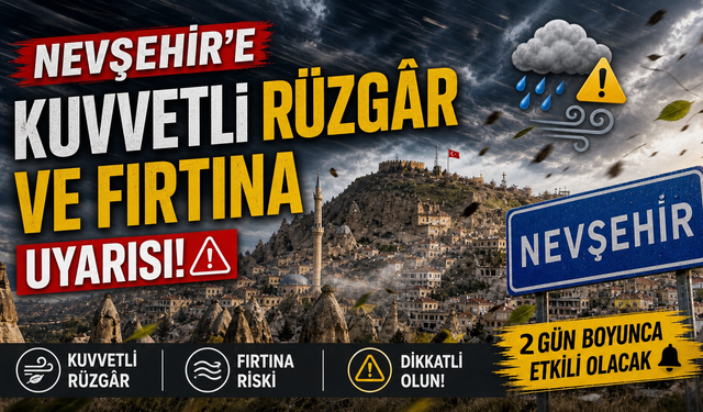 Nevşehir İçin Fırtına Uyarısı! Rüzgârın Hızı 70 Kilometreye Ulaşacak