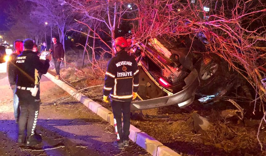 Nevşehir'de takla atan otomobilin sürücüsü yaralandı
