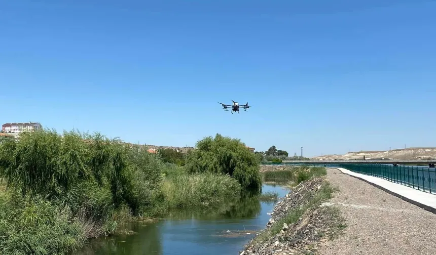 Gülşehir'de drone ile ilaçlama yapıldı
