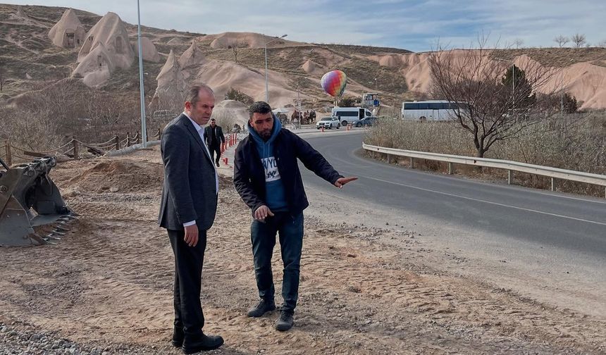 Uçhisar'da Derebağ-Cevizli Mevkiine yaya yolu yapılıyor