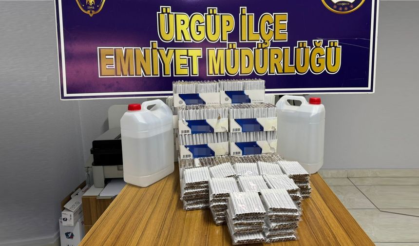 Ürgüp'te doldurulmuş makaron ve etil alkol ele geçirildi