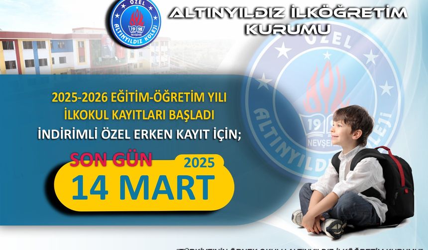 Altınyıldız İlköğretim Kurumunda 2025-2026 Erken Kayıt Dönemi Başladı