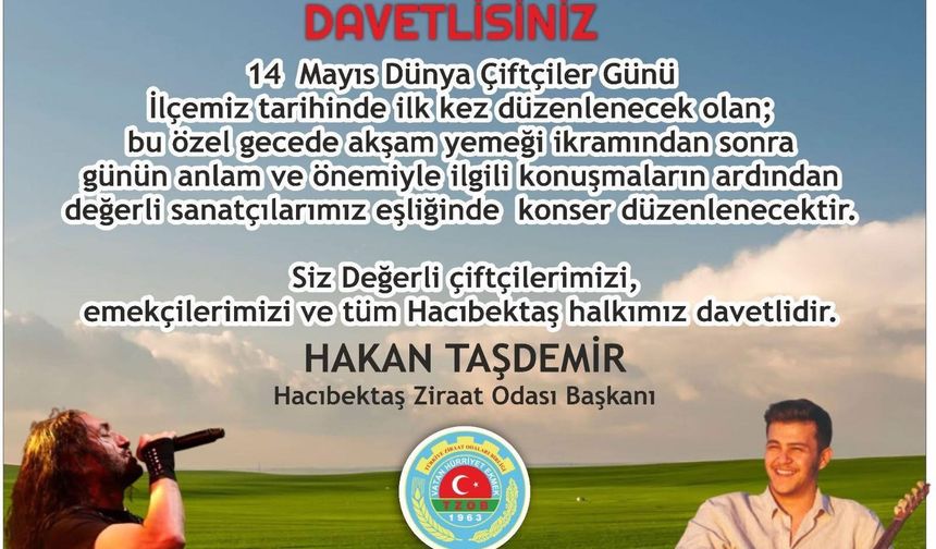 Nevşehir İl geneli çiftçi günü Hacıbektaş'ta kutlanacak