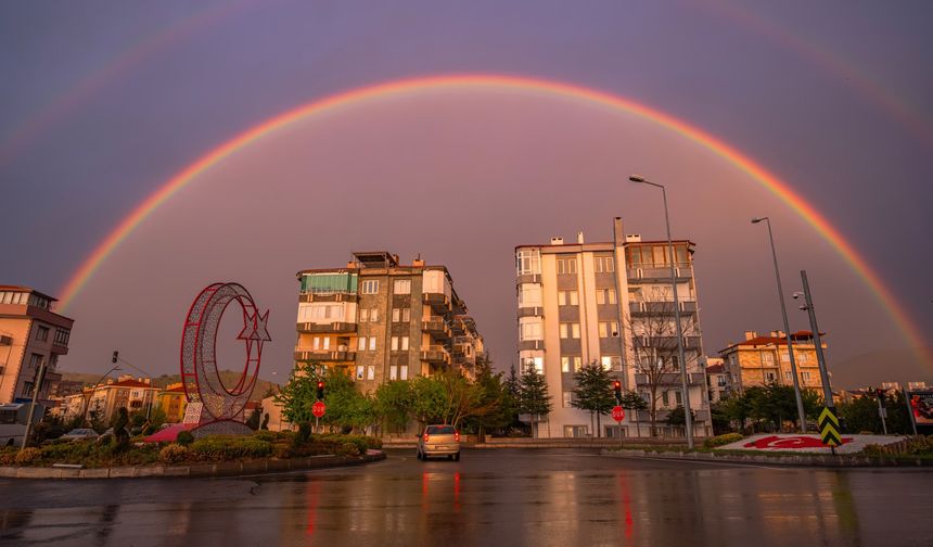 Nevşehir'de çift gökkuşağı görenleri büyüledi!