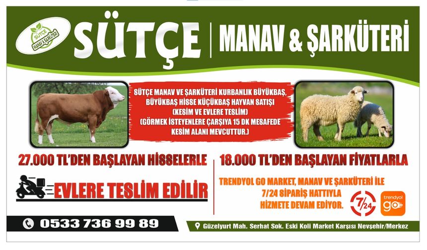 Nevşehir Sütçe Şarküteri'nde kurban satışları devam ediyor