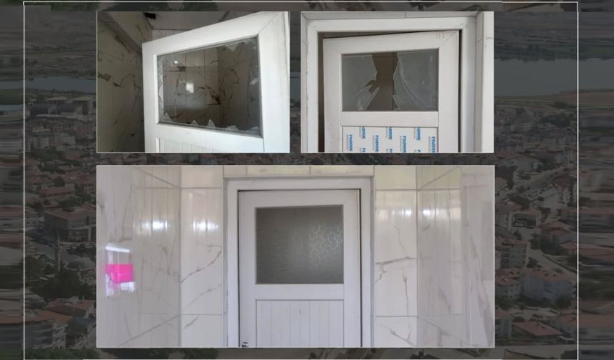 Gülşehir'de lavaboların camını kırdılar