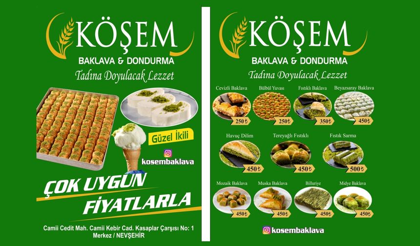 Nevşehir’de Köşem Baklava & Dondurma Hizmete Girdi