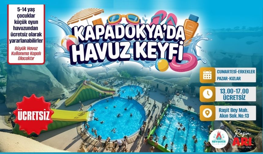 Kapadokya'da Havuz Keyfi Hafta Sonu Çocukları Bekliyor